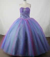 Romantic Ball Gown Beading Floor-length Blue Organza Quinceanera Dress Style FA-L-139