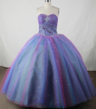 Romantic Ball Gown Beading Floor-length Blue Organza Quinceanera Dress Style FA-L-139