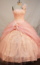 Simple Ball gown One Shoulder Neck Floor-length Quinceanera Dresses Appliques Style FA-Y-0066