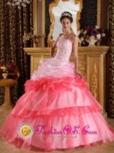 2013 Customer Made One Shoulder Romantic Quinceanera Dress Appliques with Beading Organza Ball Gown IN  La Paz Centro Nicaragua  Style QDZY345FOR 
