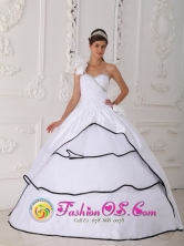 Hand Made Flowers Decorate One Shoulder For 2013 Summer Quinceanera Dress With Beading IN  El Chilamate Nicaragua  Style QDZY307FOR
