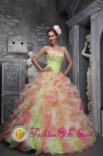 2013 Jacaltenango Guatemala Waving tucks strapless Flower Decorate Multi-color For Sweet 16 Dress In Quinceanera Style ZYLJ07FOR  