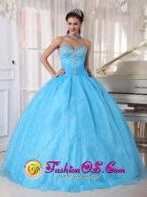 2013 Mage Brazil Custom made Sky Blue Taffeta and Organza Sweetheart Appliques beadings Quinceanera Dresses For Sweet 16 Style PDZY602FOR