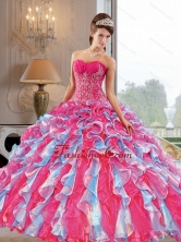 2015 Beautiful Ball Gown Quinceanera Dress with Appliques and Ruffles QDDTB27002FOR