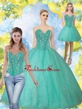 2015 Beautiful Beading and Appliques Turquoise Sweetheart Quinceanera Dresses QDDTA69001FOR