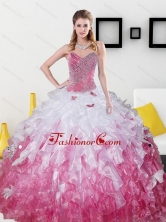 2015 Beautiful Sweetheart Sweet 15 Dresses with Beading and Ruffles QDDTC8002FOR