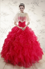 2015 Pretty Sweetheart Beading Quinceanera Dresses in Red XFNAO293AFOR