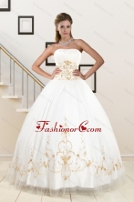 2015 Spring Modest Beading Quinceanera Dresses in White XFNAO089FOR