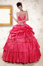 2015 The Super Hot Appliques Sweet 16 Dresses in Coral Red XFNAO154FOR 