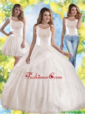 2015 Winter Perfect Hand Made Flowers and Beaded Quinceanera Dress with Bateau SJQDDT46001FOR