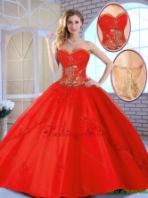 2016 Fall Cheap Appliques Sweetheart Quinceanera Gowns in Red SJQDDT142002-1FOR