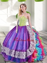 Beautifu Multi Color Sweetheart Beading and Ruffles 2015 Quinceanera Dresses QDDTA63002-3FOR