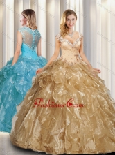 Beautiful A Line Cap Sleeves Quinceanera Dresses with Beading SJQDDT325002FOR