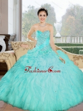 Beautiful Appliques and Ruffles Sweetheart Aqua Blue 2015 Quinceanera Dresses QDDTC42002-1FOR