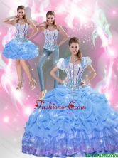 Beautiful Beaded Baby Blue Quinceanera Dresses with Appliques and Pick Ups for 2015 Summer SJQDDT40001-2FOR