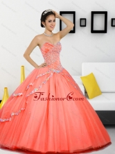 Beautiful Beading Sweetheart 2015 Quinceanera Gown in Orange Red QDDTC30002-1FOR