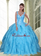 Beautiful Beading and Ruffles Baby Blue Quinceanera Dresses for 2015 SJQDDT23002FOR