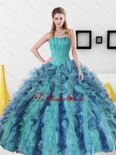 Beautiful Beading and Ruffles Sweetheart Sweet 16 Dress for 2015 QDDTD31002FOR