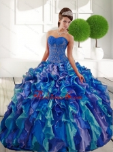 Beautiful Sweetheart 2015 Quinceanera Gown with Appliques and Ruffles QDDTB11002FOR