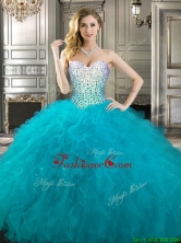 Beautiful Teal Really Puffy Quinceanera Dress with Beading and Ruffles YYPJ020FOR