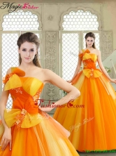 Cheap Appliques and Bowknot Quinceanera Gowns with One Shoulder YCQD002FOR