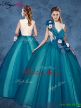 Cheap Hand Made Flowers Sweet 16 Dresses with High Neck YCQD047FOR