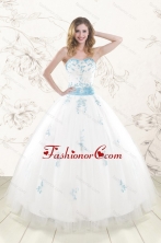 Cheap White Ball Gown Quinceanera Dresses with Appliques and Beading XFNAO107FOR