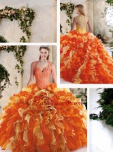 Classical Straps Quinceanera Dresses with Beading and Ruffles SJQDDT218002FOR