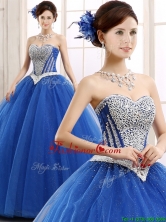 Elegant Beaded Bodice Really Puffy Sweet 16 Dress in Blue YCQD087FOR