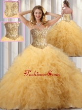 Exclusive Ball Gown Sweet 16 Dresses with Beading and Ruffles in Champagne SJQDDT348002FOR
