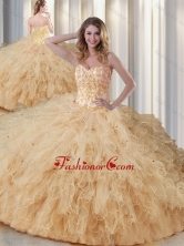 Exquisite Sweetheart Champagne Quinceanera Dresses with Appliques and Ruffles SJQDDT340002FOR