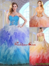 Latest Winter Appliques and Ruffles Quinceanera Dresses in Multi Color SJQDDT143002-1FOR