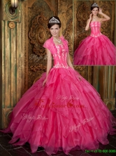 Popular Appliques and Ruffles Hot Pink Quinceanera Dresses for 2016  QDZY003BFOR