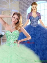 Popular Ball Gown Sweet 16 Dresses with Beading and Ruffles SJQDDT163002G-2FOR