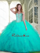 Pretty Sweetheart Aqua Blue Quinceanera Dresses with Beading and Ruffles for 2015 Summer SJQDDT71002FOR
