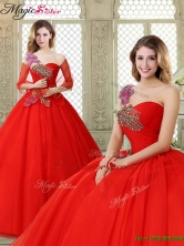 Spring Hot Sale Appliques and Beading Sweet 16 Dresses with One Shoulder YCQD014FOR
