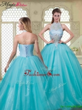 Summer Popular Halter Top Quinceanera Dresses with Brush Train YCQD030FOR