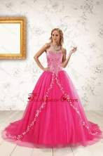 2015 Beautiful Hot Pink Quinceanera Dresses with Beading and Appliques XFNAO5935-2FOR
