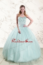2015 Exclusive Apple Green Quinceanera Dresses with Reinstones XFNAOA02FOR