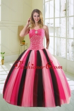 Beautiful Multi Color Sweetheart Beading Quince Dress for 2015 XFNAO5884TZFXFOR