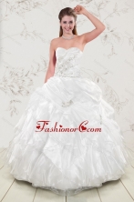 Classical Beading and Ruffles 2015 Quinceanera Dresses in White XFNAO5897FOR 