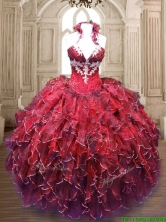 Discount Applique and Ruffled Halter Top Sweet 16 Dress for 2016 SWQD174-2FOR