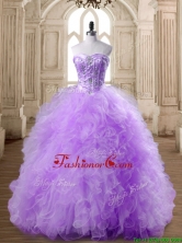 Elegant Beaded and Ruffled Lavender Quinceanera Dress in Tulle SWQD168-3FOR