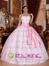 Embroidery Decorate Bodice Pretty Light Pink Stylish Wholesale Quinceanera Ball Gown Dress For 2013 Montecristo Colombia Spaghetti Straps Organza Ball Gown Style QDZY528FOR