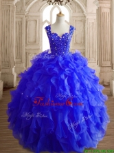 Gorgeous Royal Blue Straps Quinceanera Dress with Beading and Ruffles SWQD152-4FOR