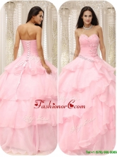Luxurious 2016 Sweetheart Ruffles Quinceanera Dresses in Baby Pink MLXN911415DFOR