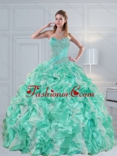 Luxurious Apple Green Sweetheart 2015 Quinceanera Dresses with Ruffles and Beading ZY791TZFXFOR