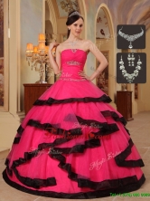 Luxurious Appliques Quinceanera Dresses in Red and Black   QDZY391BFOR