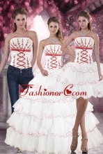 Luxurious Lovely White Quince Dresses with Appliques and Ruffled Layers for 2015 XFNAO415TZA1FOR