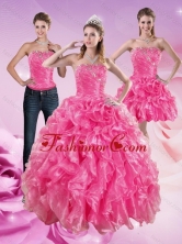 Luxurious Sophisticated Hot Pink Sweet 16 Dresses with Beading and Ruffles XFNAO5822TZA1FOR